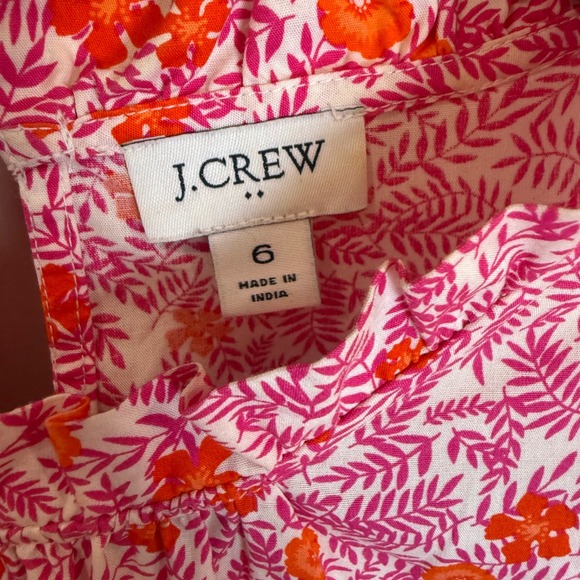 JCrew Pink Orange Floral Ruffle Neck Tiered Midi Dress Size 6 - Picture 4 of 6